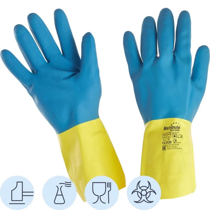 Перчатки латекс/неопрен Manipula Союз (LN-F-05/СG-971) р-р 10-10,5,ПС