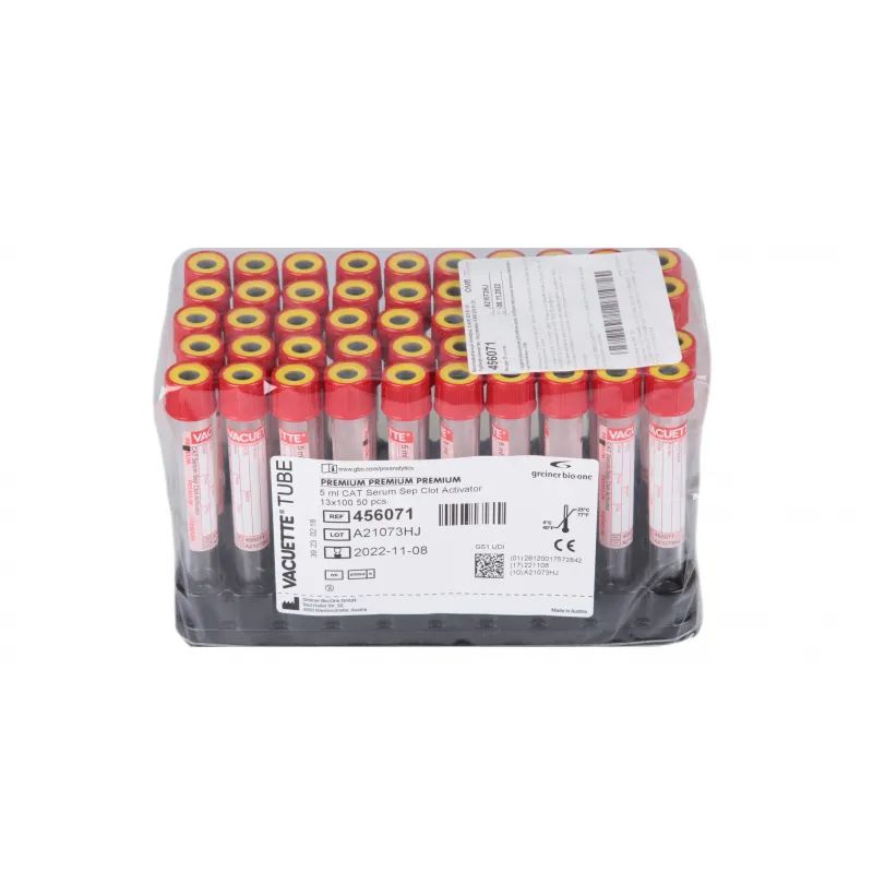Вакуумные пробирки с акт-ром сверт и гелем 5 мл к VACUETTE 456071 50шт/уп