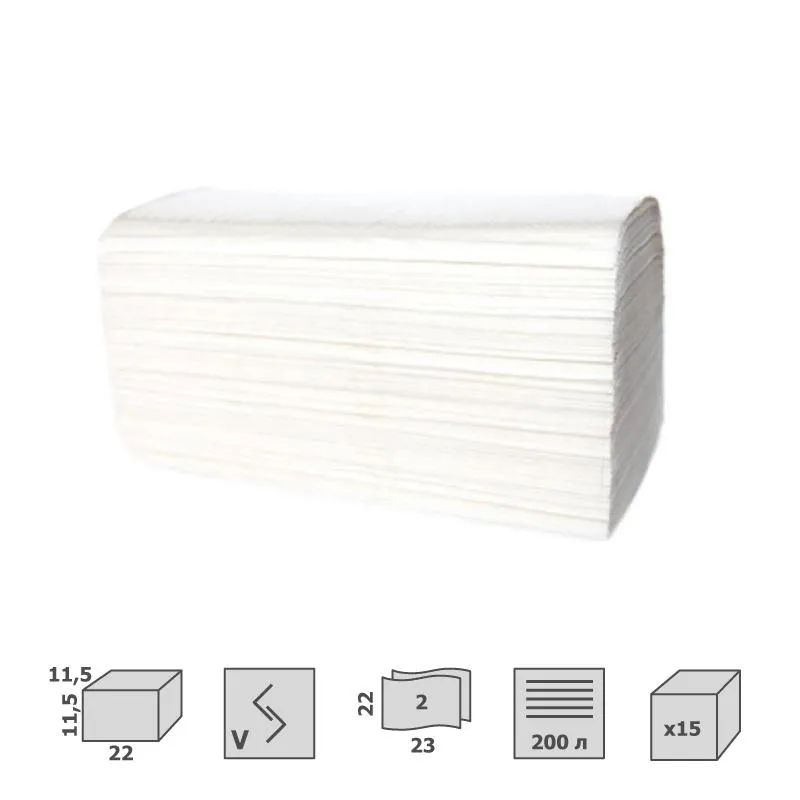 Полотенца бумажные д/дисп PERO Vслож 2сл цел бел 200лx15пач/уп_КЗН
