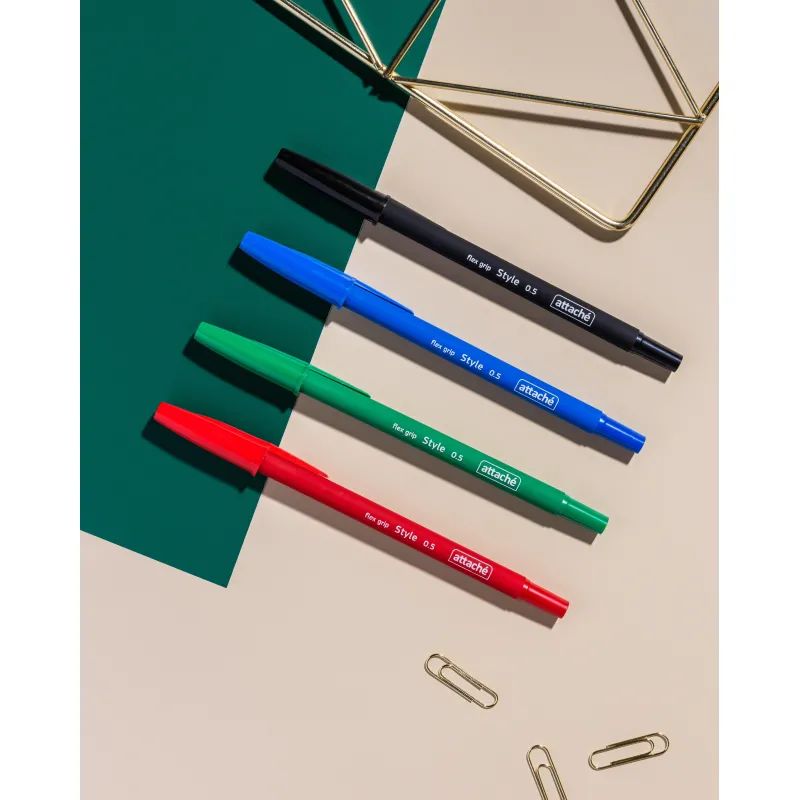Набор шариковых ручек неавт. Attache Style 4цв/наб 0,5мм прорезин.корп