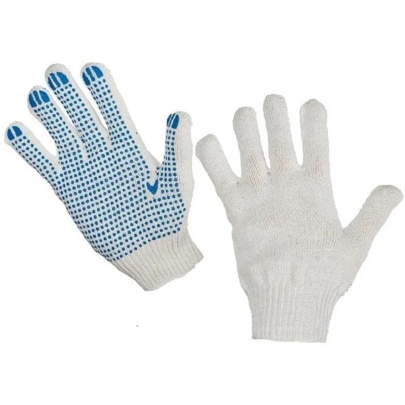Перчатки защитные трикотажные с ПВХ Точка 4 нити 42г 10класс 10пар/уп