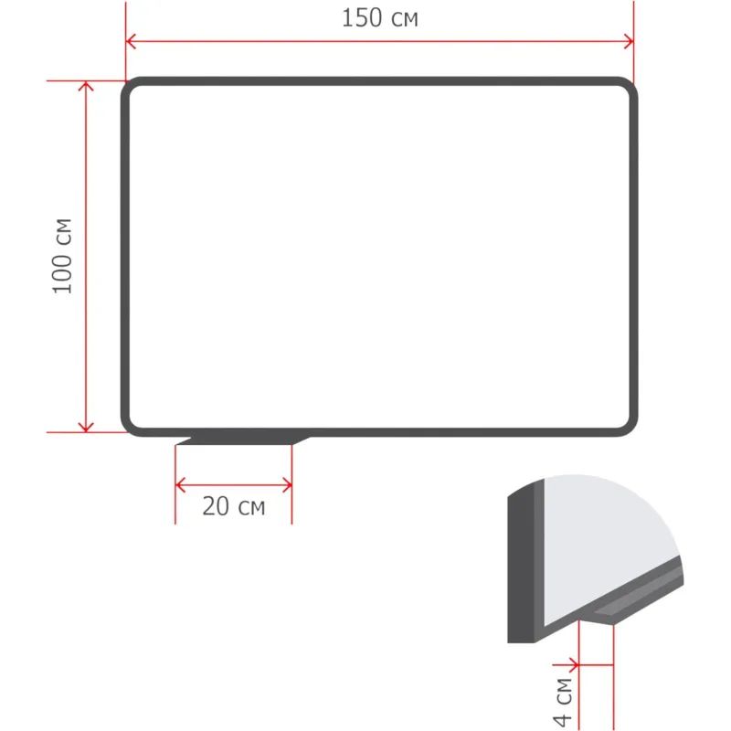 Доска стеклянная магнитная, 100х150, Attache, белый