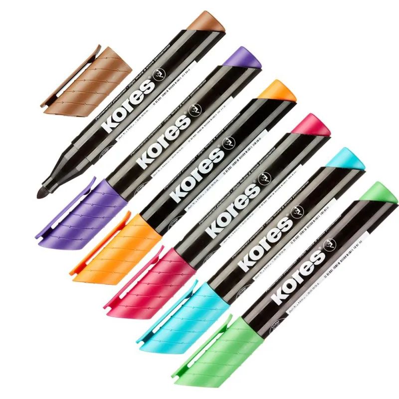 Маркер перманентный KORES набор 6 цв. 1,5-3 мм круглый наконечник &#039;20902