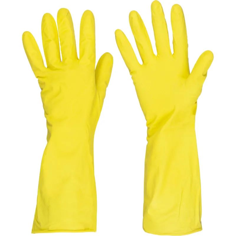 Перчатки резиновые Luscan латекс хлопковое напыление желтые р-р S