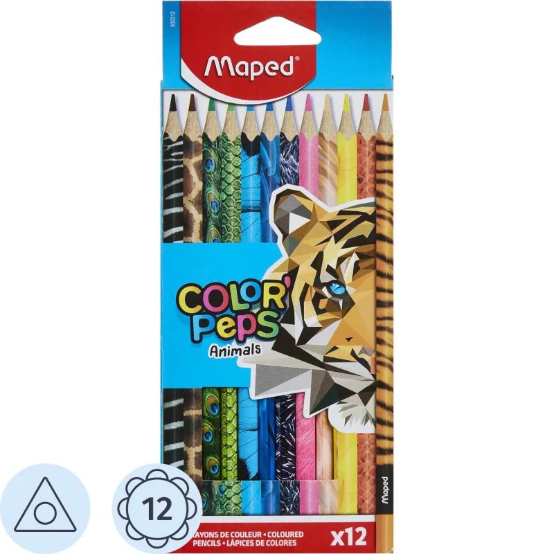 Карандаши цветные Maped COLOR&#039;PEPS ANIMALS трехгранн,дерево,12цв/наб,832212
