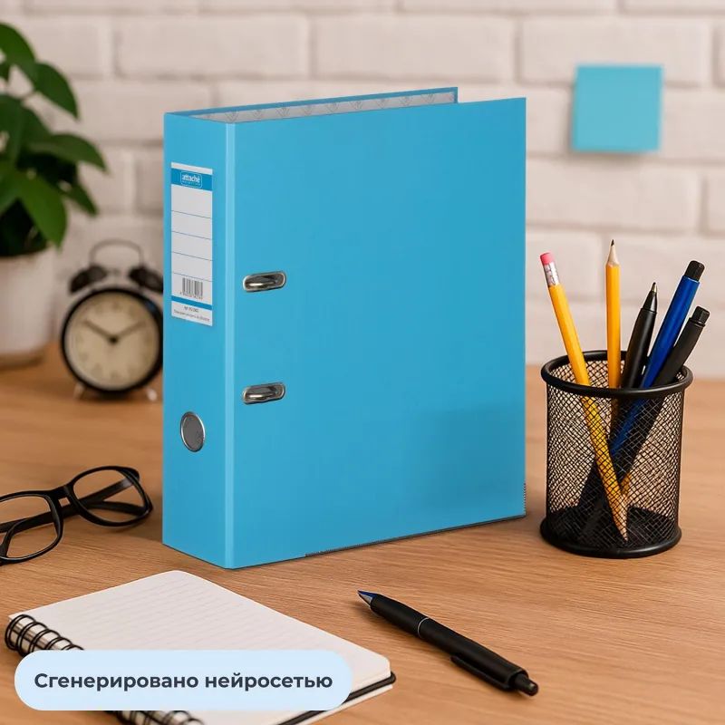 Папка-регистратор ECONOMY PLUS 80мм, голубой, ПБП1,карм.кор.,мет.уг