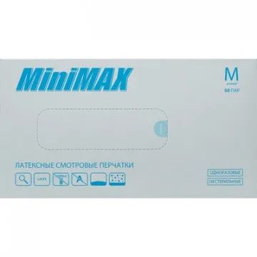 Мед.смотров. перчатки латекс., нестер., с пудрой 31 MiniMax (M) 50 пар/уп