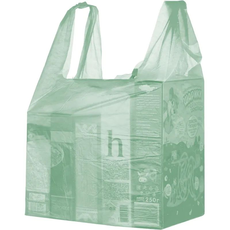 Пакет-майка ПНД 35+20х65 15мкм, 100шт./уп. цветной.