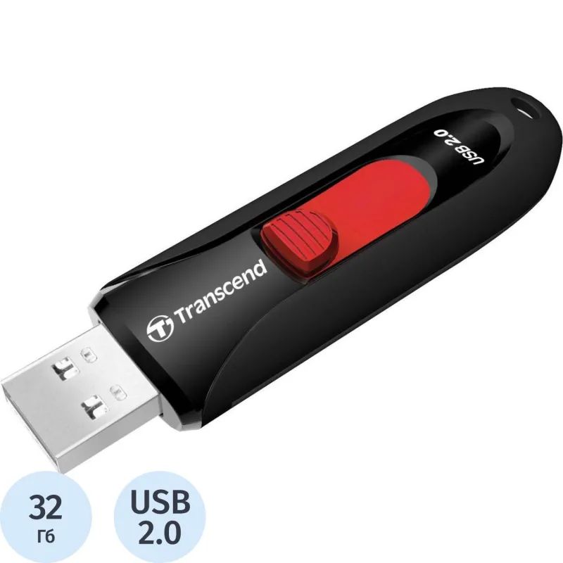 Флеш-память Transcend JetFlash 590, 32Gb, USB 2.0, ч/крас, TS32GJF590K