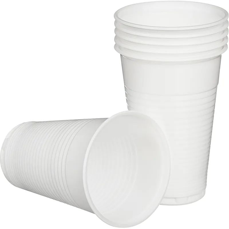 Стакан одноразовый 200мл белый для хол/гор., эконом, КОМУС ПП 100шт/уп