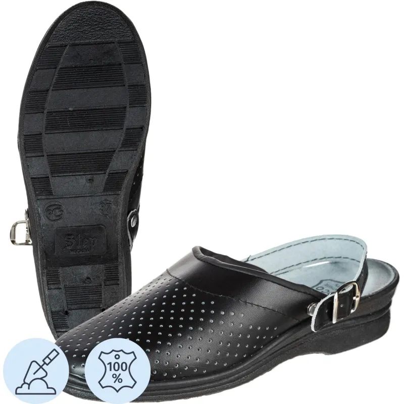 Сабо жен.нат.кожа цв.чёрный(р.38) (4-12-7)