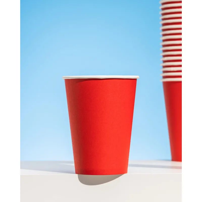 Стакан одноразовый бум 1-сл. d-90мм 300мл красный КОМУС 50шт/уп