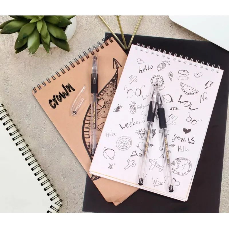 Ручка гелевая неавтомат. CROWN HJR-500R 0,5мм. рез. манж. черный