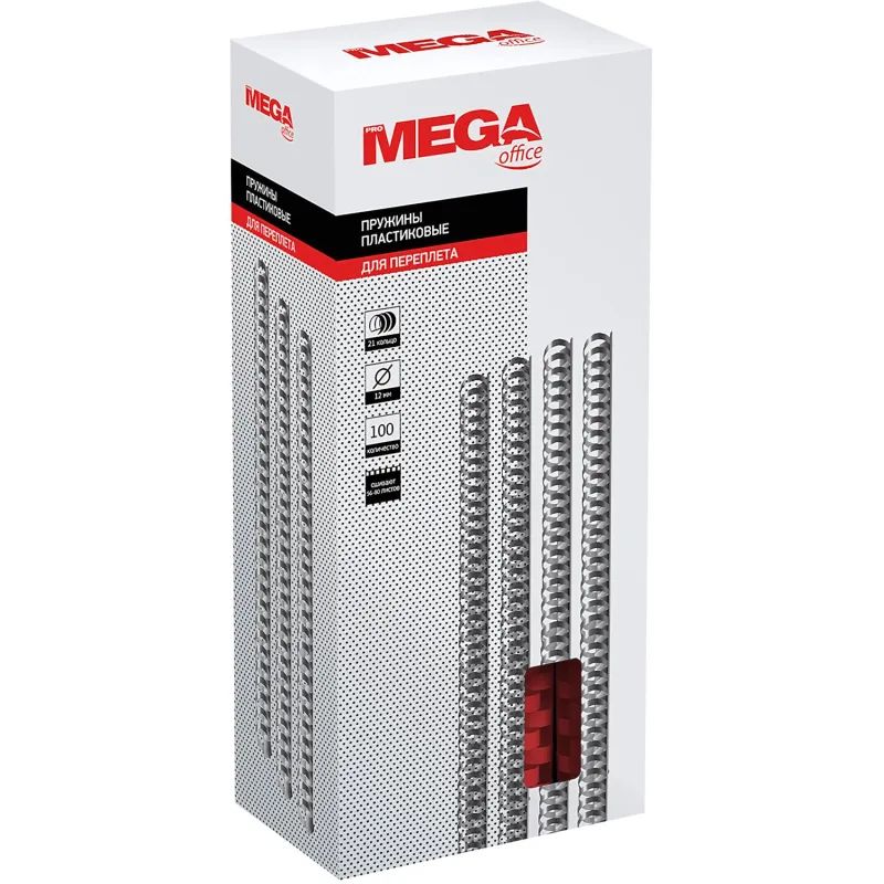 Пружины для переплета пластиковые Promega office 12мм крас. 100шт/уп.
