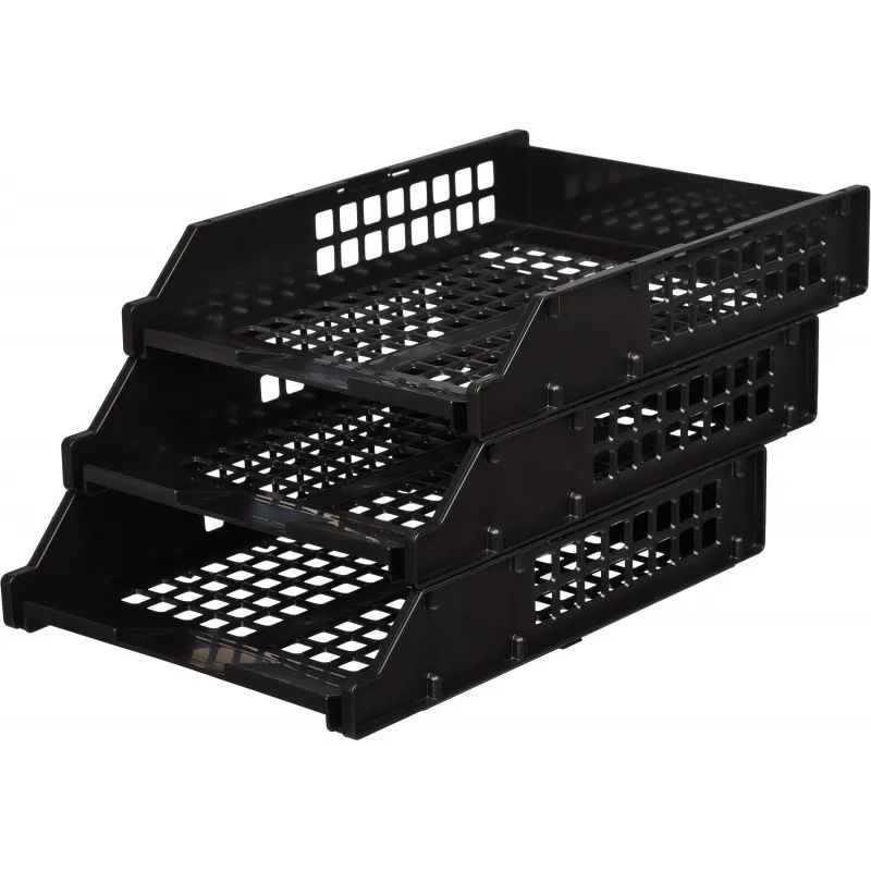 Лоток горизонтальный Стамм STRONG наб. 3 шт.на металл.стержнях черный