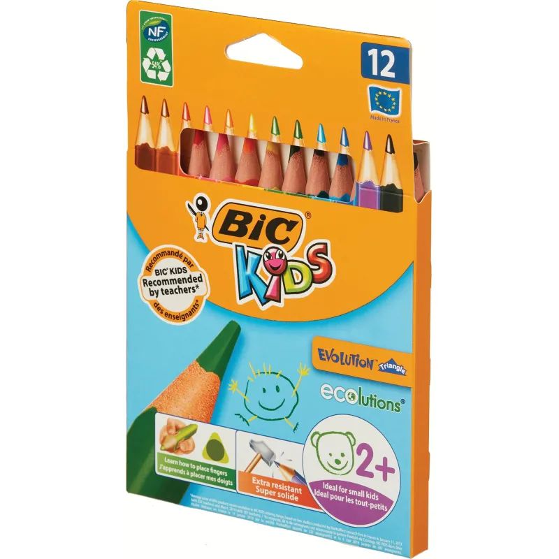 Карандаши цветные 12цв 3-гран BIC Evolution 829735