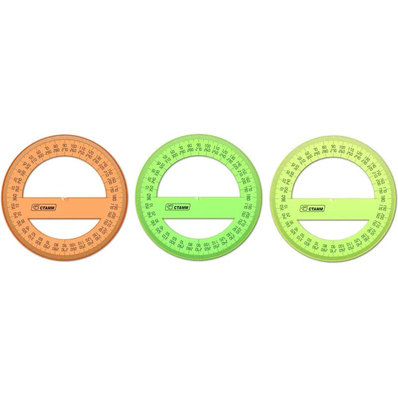 Транспортир 10 см 360  градусов, NEON Cristal, цвет ассорти ТР41