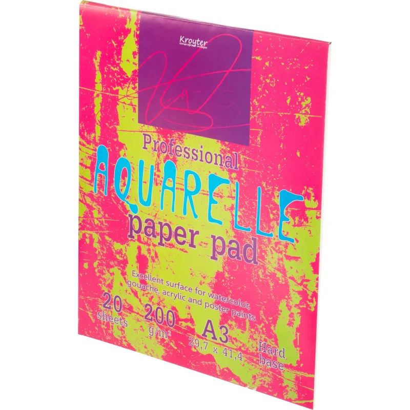 Альбом для акварели Kroyter 20л,А3,склейк,блок ГОЗНАК,200гр,тв.подлож,02625