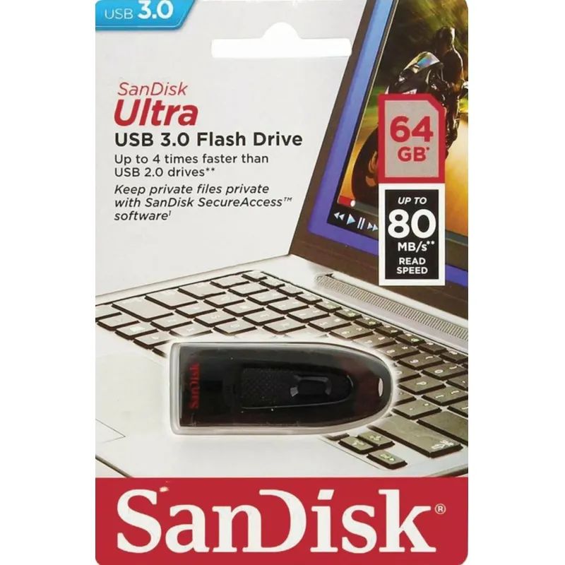 Флеш-память SanDisk Ultra, 64Gb, USB 3.0, чер, SDCZ48-064G-U46
