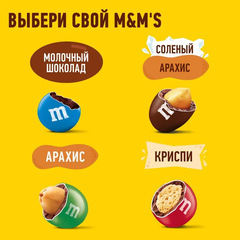 Драже M&M`s с арахисом и молочным шоколадом, 45г