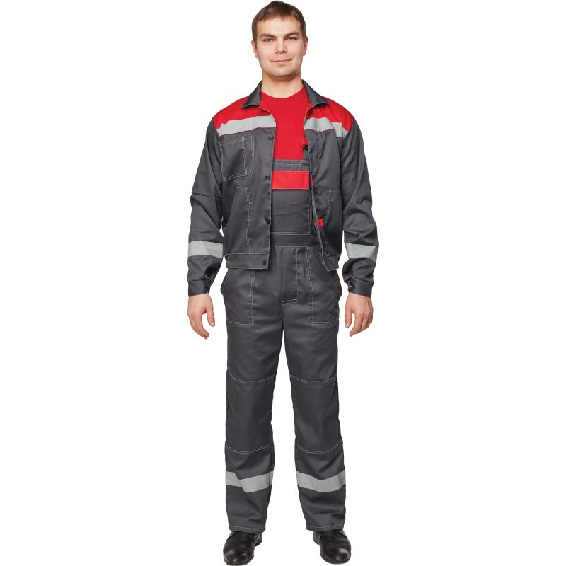 Костюм рабочий летний муж. л20-КПК сер/красн (р.64-66) 170-176 (Арсенал-СП)
