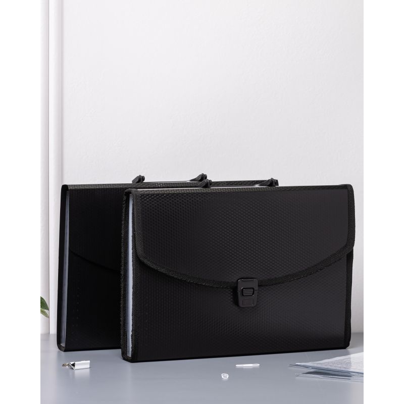 Папка-портфель 6 отдел. A4 пластик 0.7мм черный