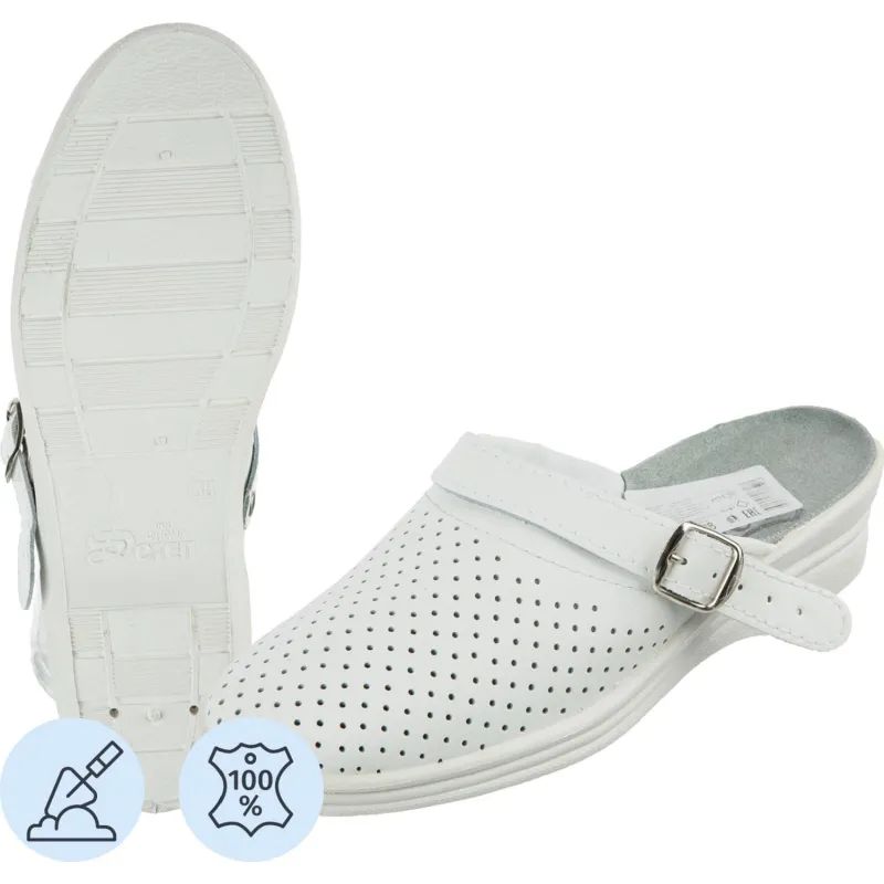 Сабо жен.нат.кожа цв.белый(р.36) (4-12-7)