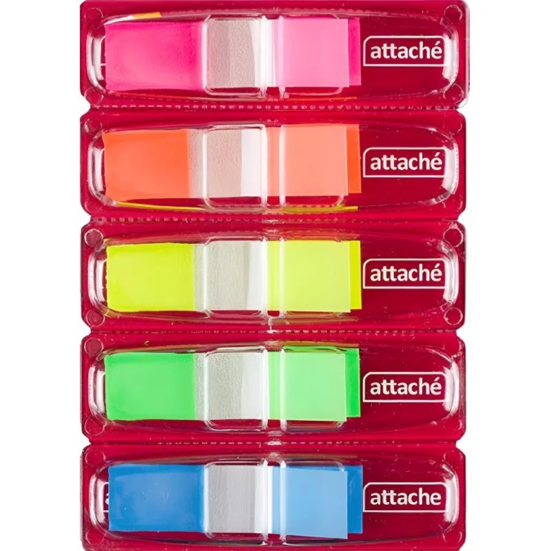 Клейкие закладки пласт. 5цв.по 25л. 12ммх45 Attache&#039; PET-01