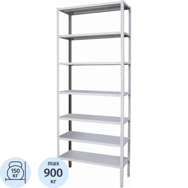 Стеллаж металлический P_МС-257/300 с 7-ю полками 1000x300x2500