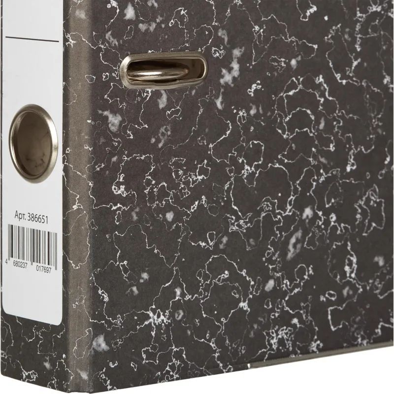 Папка-регистратор 50мм мрамор, черн. (фикс.мех)бум/бум,мет.уг