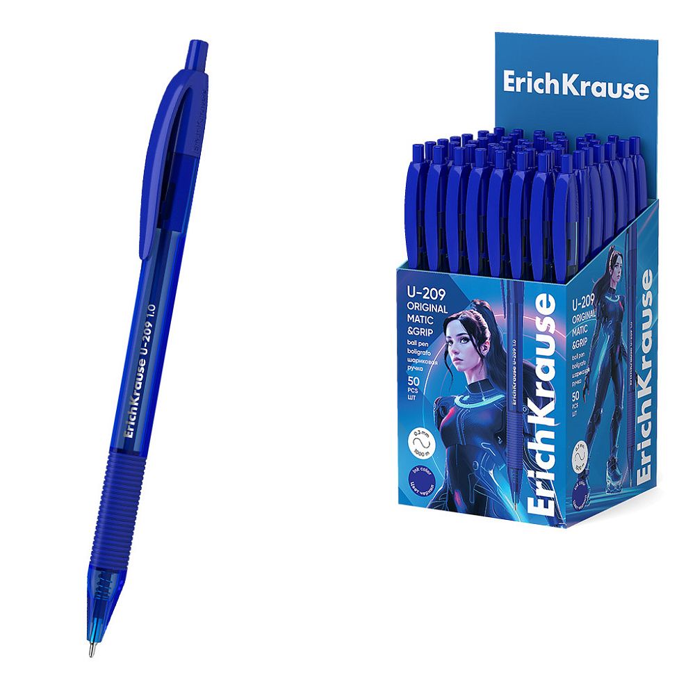 Ручка шариковая автоматическая ErichKrause U-209 Matic&Grip Original 1.0, Ultra Glide Technology, цвет чернил синий