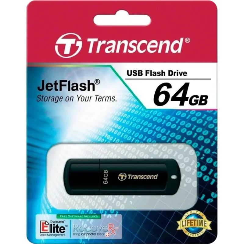 Флеш-память Transcend JetFlash 350, 64Gb, USB 2.0, чер, TS64GJF350