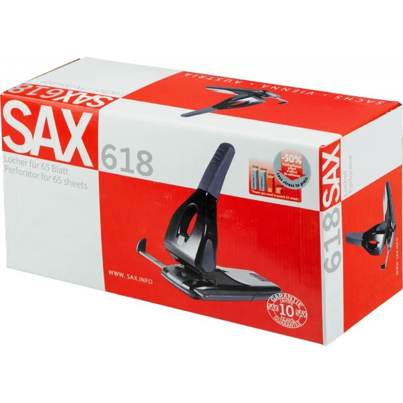 Дырокол SAX 618 до 65л., металл, с лин., черный, Австрия-Венгрия