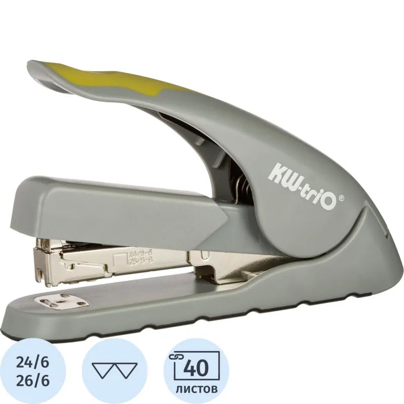 Степлер KW-trio LEVEL-TOUCH до 40 листов, энергосберегающий, сер-зел