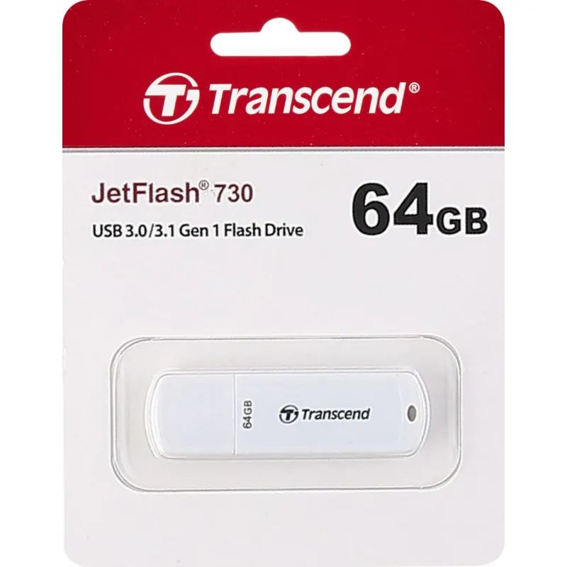 Флеш-память Transcend JetFlash 730, 64Gb, USB 3.1 G1, бел, TS64GJF730