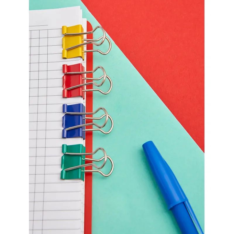 Зажимы для бумаг 19мм 12шт./уп. Комус цветные, картон