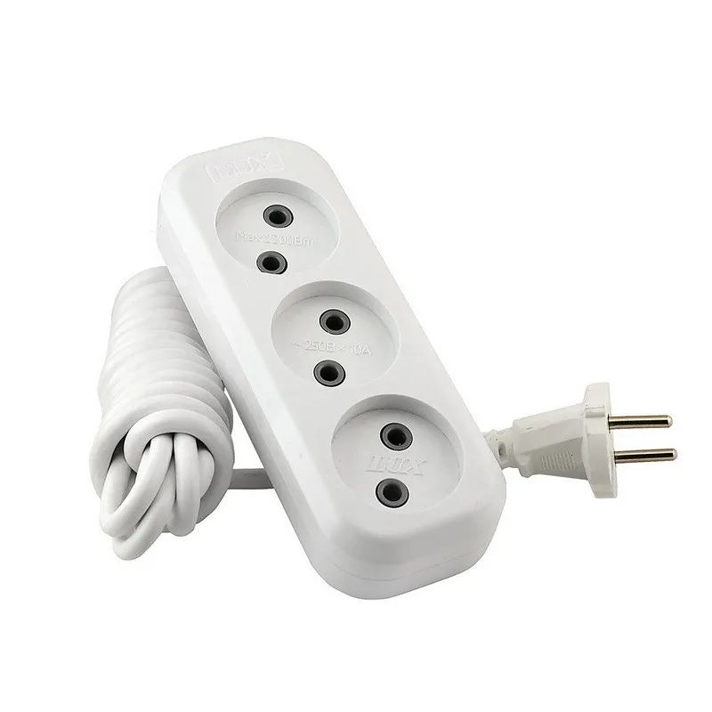 Удлинитель LUX У3-О-05 3 входа 5м без заземления, 250В, 10А