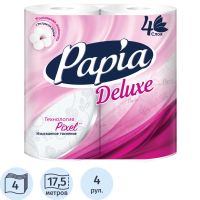 Бумага туалетная Papia Deluxe 4сл бел 100%цел втул 17,5м 140л 4рул/уп