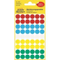 Этикетки самоклеящиеся точки  3088 d=12 мм, многоцветный, 270шт/уп