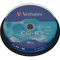 Носители информации CD-R, 52x, Verbatim Extra Protection, Cake/10, 43437