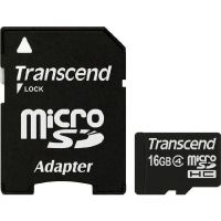 Карта памяти Transcend microSDHC 16Gb Cl4 +ад, TS16GUSDHC4