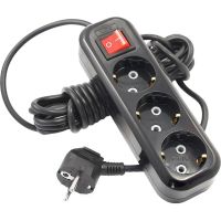 Удлинитель LUX У3-ЕВК-03 с выкл. 3-мест с з/к, 250В 16А, 3м, черный