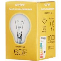 Лампа накаливания СТАРТ шарик/прозрачная 60W E27 10шт