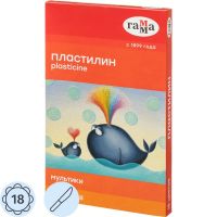 Пластилин Гамма Мультики 18цв 360гр со стеком к/к