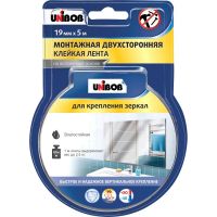 Клейкая лента двусторонняя для крепления зеркал Unibob 19мм х 5м, белая