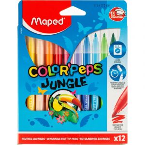 Фломастеры Maped COLOR&#039;PEPS JUNGLE, смываемые,12 цв/наб,845420