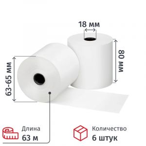 Ролики для касс Комус 80х80х18 (63м) из т/б 6шт/уп., 9уп/кор   