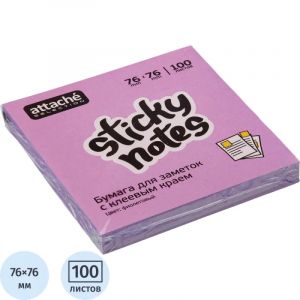Стикеры Attache Selection с клеев. краем 76х76, неон, фиолет. 100л