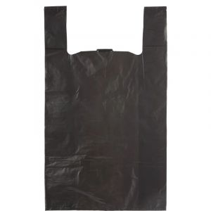 Пакет-майка усиленный ПНД, 40+18x70, черный, 30 мкм, 50 шт/уп,