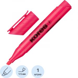 Маркер текстовыделитель KORES 1-5 мм розовый 36002